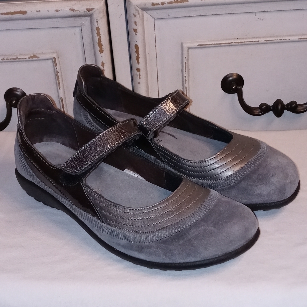 NAOT Gray velcro Mary Jane shoe size 8